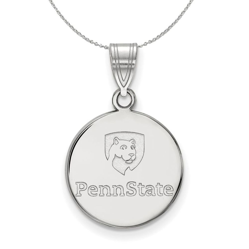 Sterling Silver Penn State Medium Disc Pendant Necklace - 18 Inch